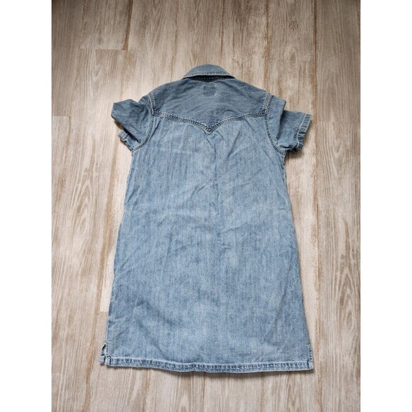Levi's Louisa Denim Dress Womens S Blue Short Sleeve Pearl Snap Pockets Relaxed - Picture 10 of 10
